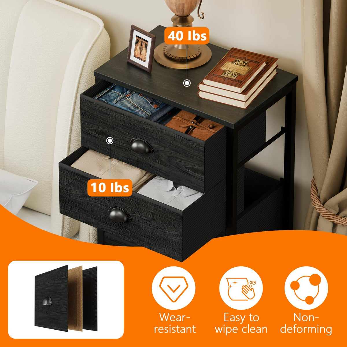 Furnulem vertical dresser with sturdy steel frame for lasting support