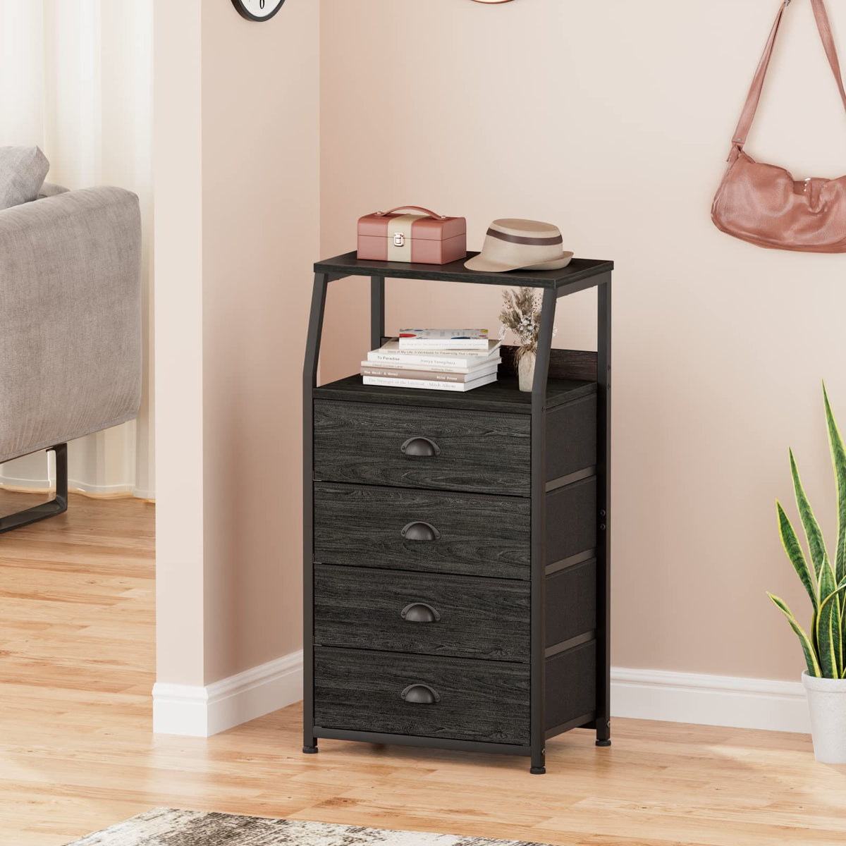 Furnulem dresser fully assembled ready to place in living spaces.