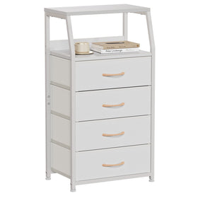 Furnulem tall four-drawers dresser with wood top for bedroom organization.