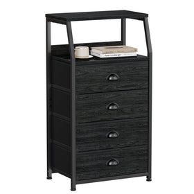 Furnulem tall 4-drawers dresser with wood top for sturdy display and storage.