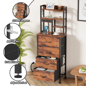 Furnulem tall night stand assembly guide with labeled parts and tools.