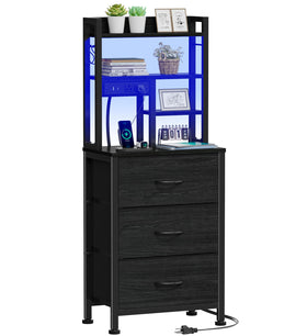 Furnulem tall night stand with LED lights enhances ambient mood and nighttime visibility