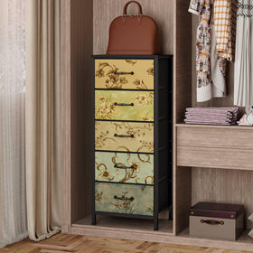 Furnulem dresser side view highlighting slim footprint for small rooms.