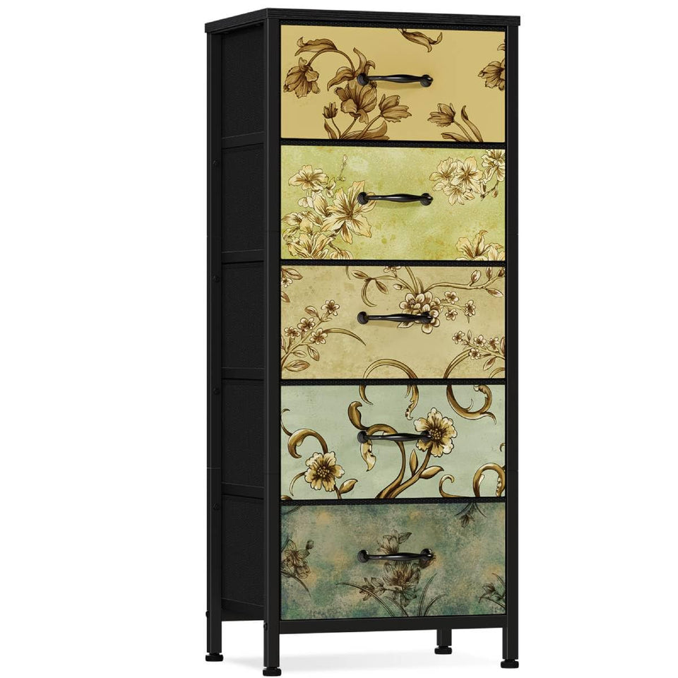 Furnulem vertical dresser with wood top, sturdy bedroom storage.
