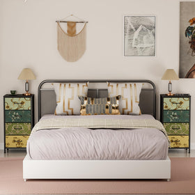 Furnulem vertical nightstand with fabric drawers ideal for compact spaces.