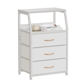 Furnulem white nightstand with 3 drawers and 2-tier shelf adds versatile storage.