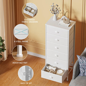 Furnulem White Tall Dresser back X-type crossbar adds extra strength.