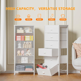Furnulem White Tall Dresser sturdy metal frame ensures lasting support.
