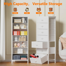 Furnulem vertical dresser with sturdy frame for compact closet organization.