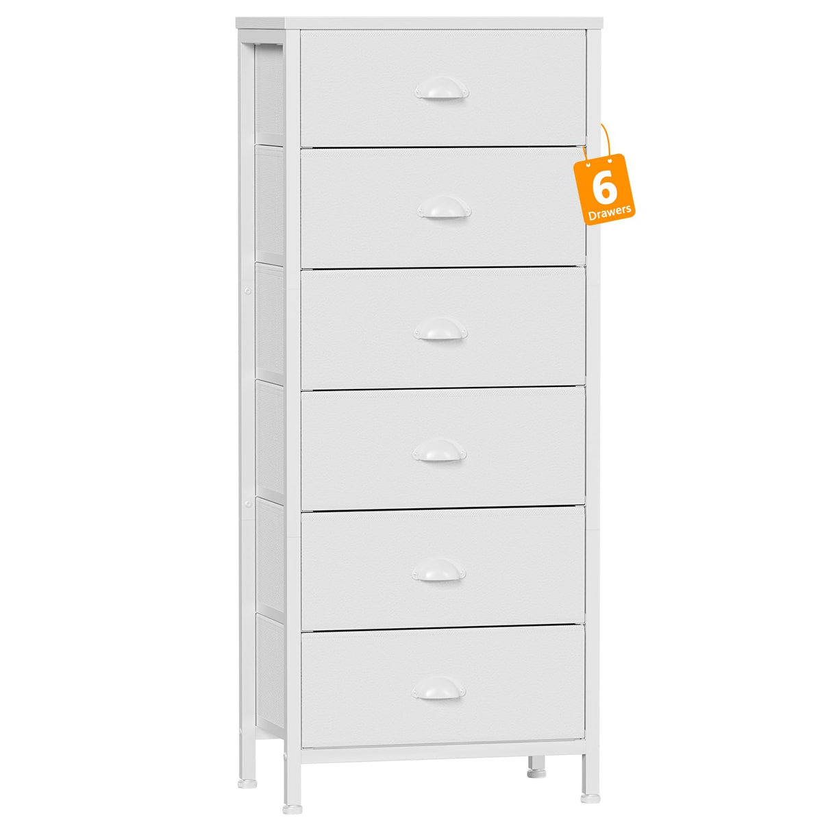 Furnulem White Tall Dresser vertical storage unit enhances small spaces with organized storage.