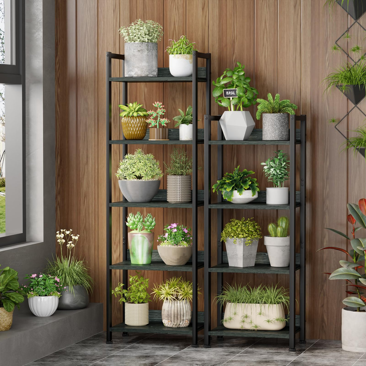 Furologee 4-tier shelf placed in an entryway for organized display