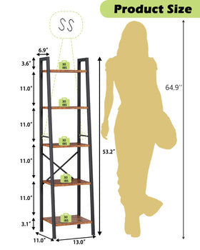 Furologee anti-tip ladder shelf with wall attachment for stability.