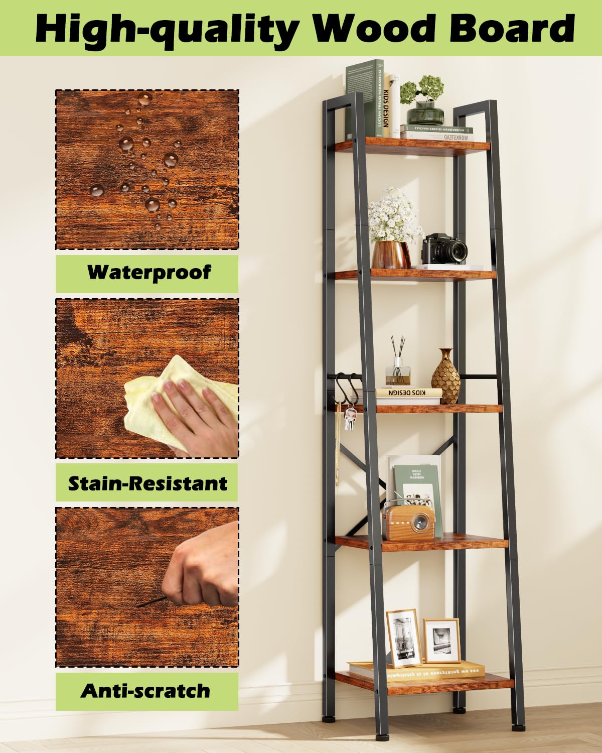 Furologee rustic brown finish with black steel frame aesthetic.