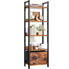 Furologee 5-tier shelf front view demonstrates space-saving storage for compact rooms.