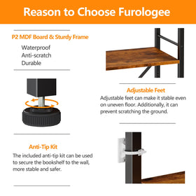 Furologee metal frame and wood shelves create sturdy, durable storage