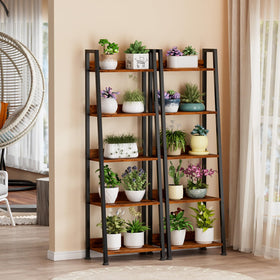 Furologee white finish ladder shelf brightens spaces and promotes organization.