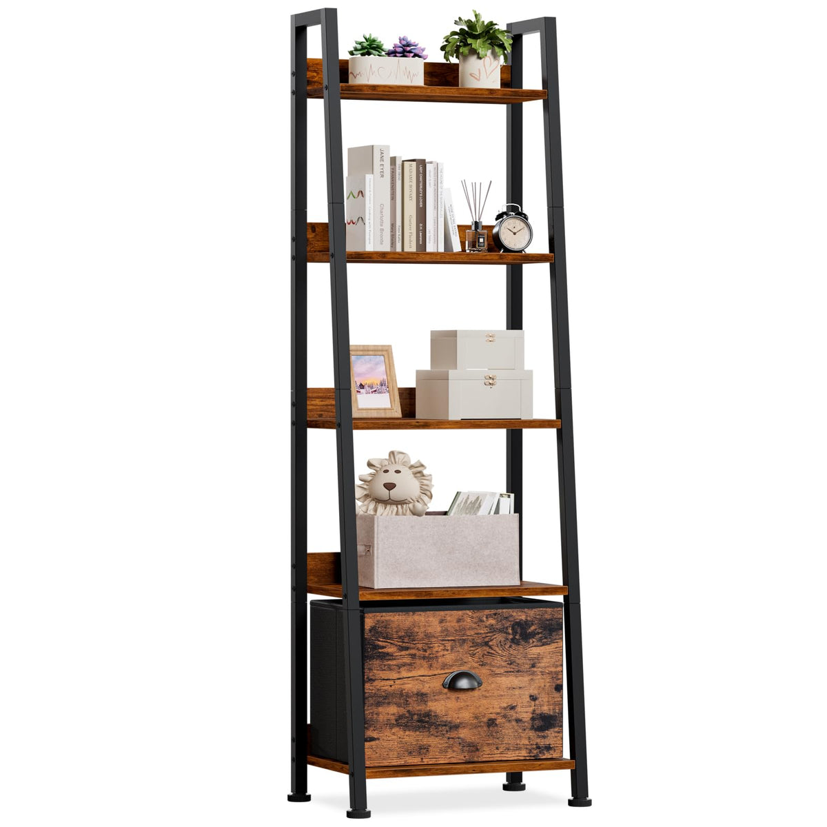 Furologee 5-Tier Ladder Shelf front view shows durable storage.