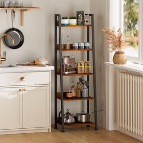 Furologee ladder shelf metal frame highlights industrial style.