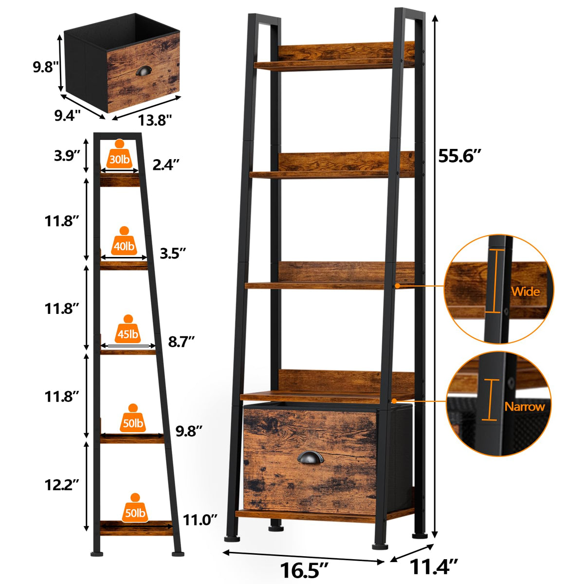 Furologee 5-Tier Ladder Shelf plant display elevates greenery.