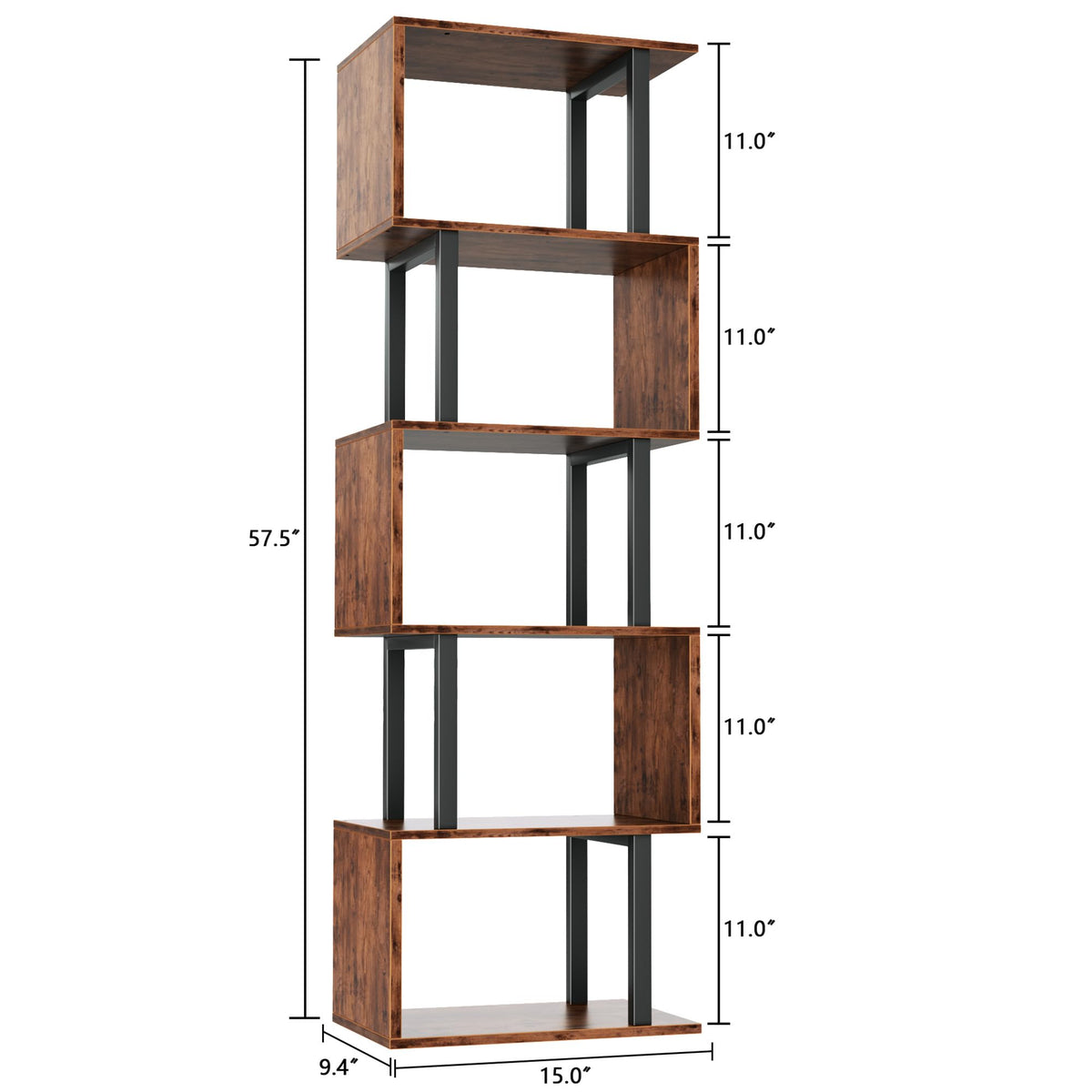 Furologee bookshelf side view shows stable freestanding design for living rooms