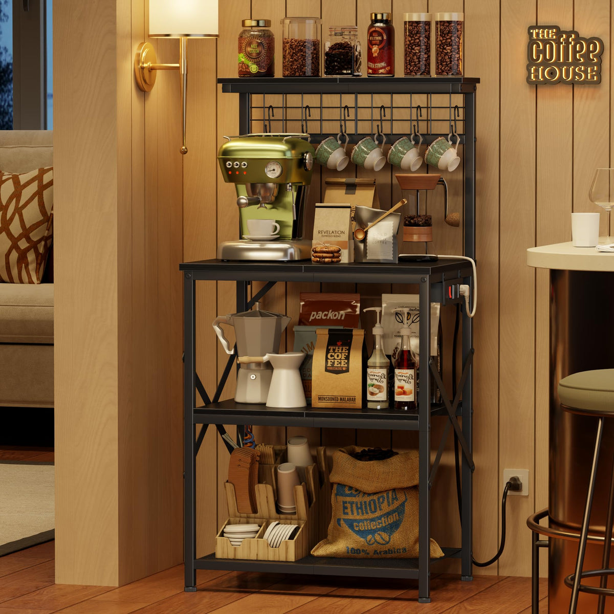 Furologee bakers rack bottom shelves for pots and cookware storage