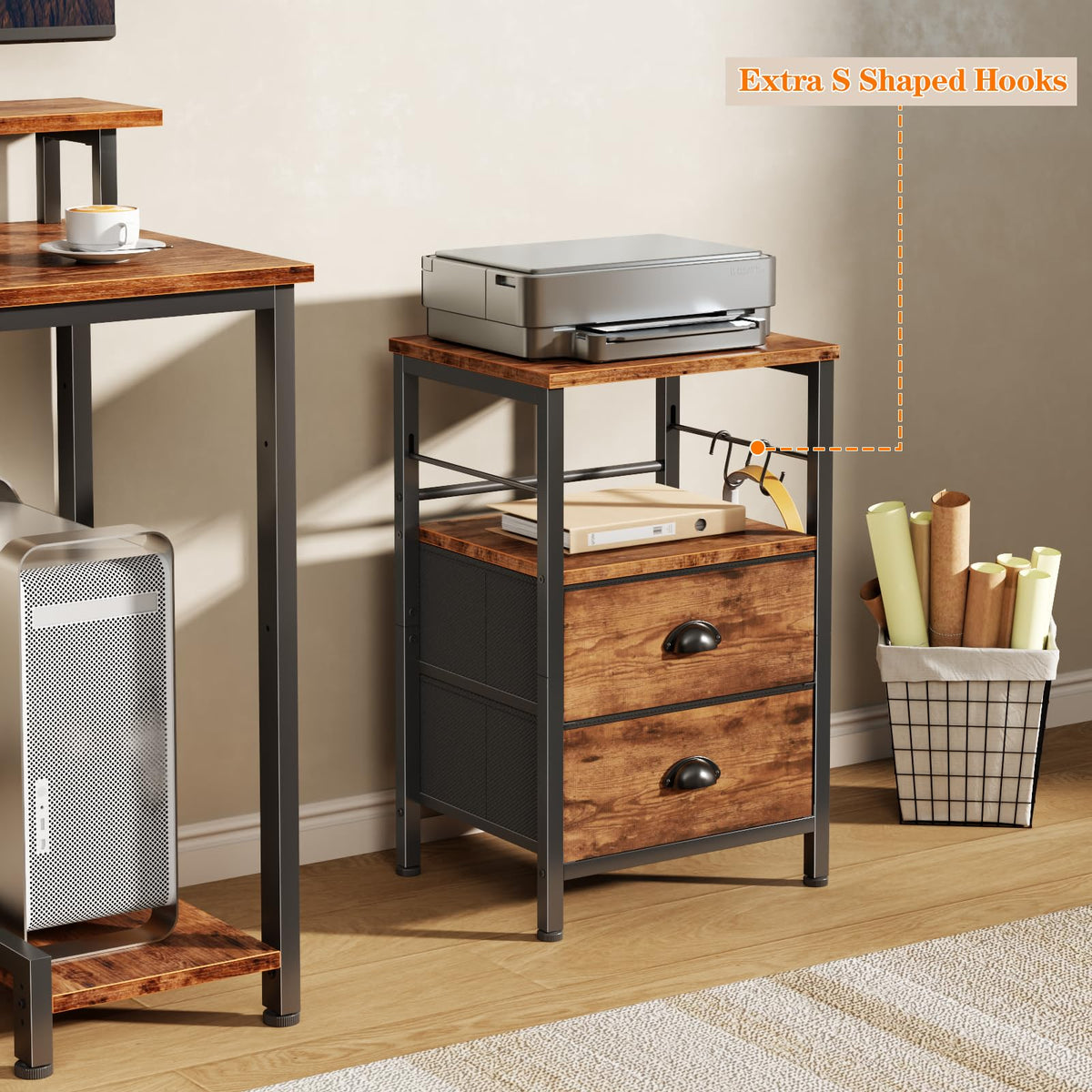 Furologee bedside table styled to complement bedrooms, studies, or hallways.