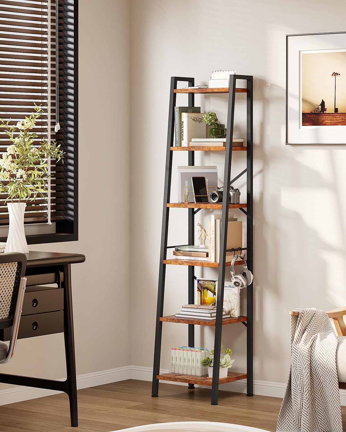 Furologee bedroom study vertical shelf for books and decor.
