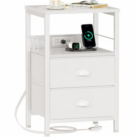 Furologee end table charging station closeup with built-in outlets for easy device charging.