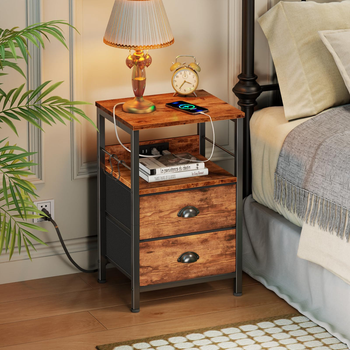 Furologee end table storage shelves open for books and decor