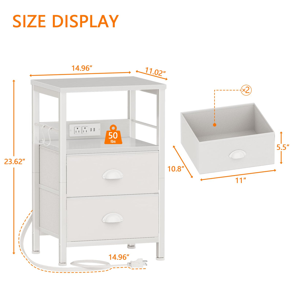 Furologee end table two-tier shelves ideal for books and decor.
