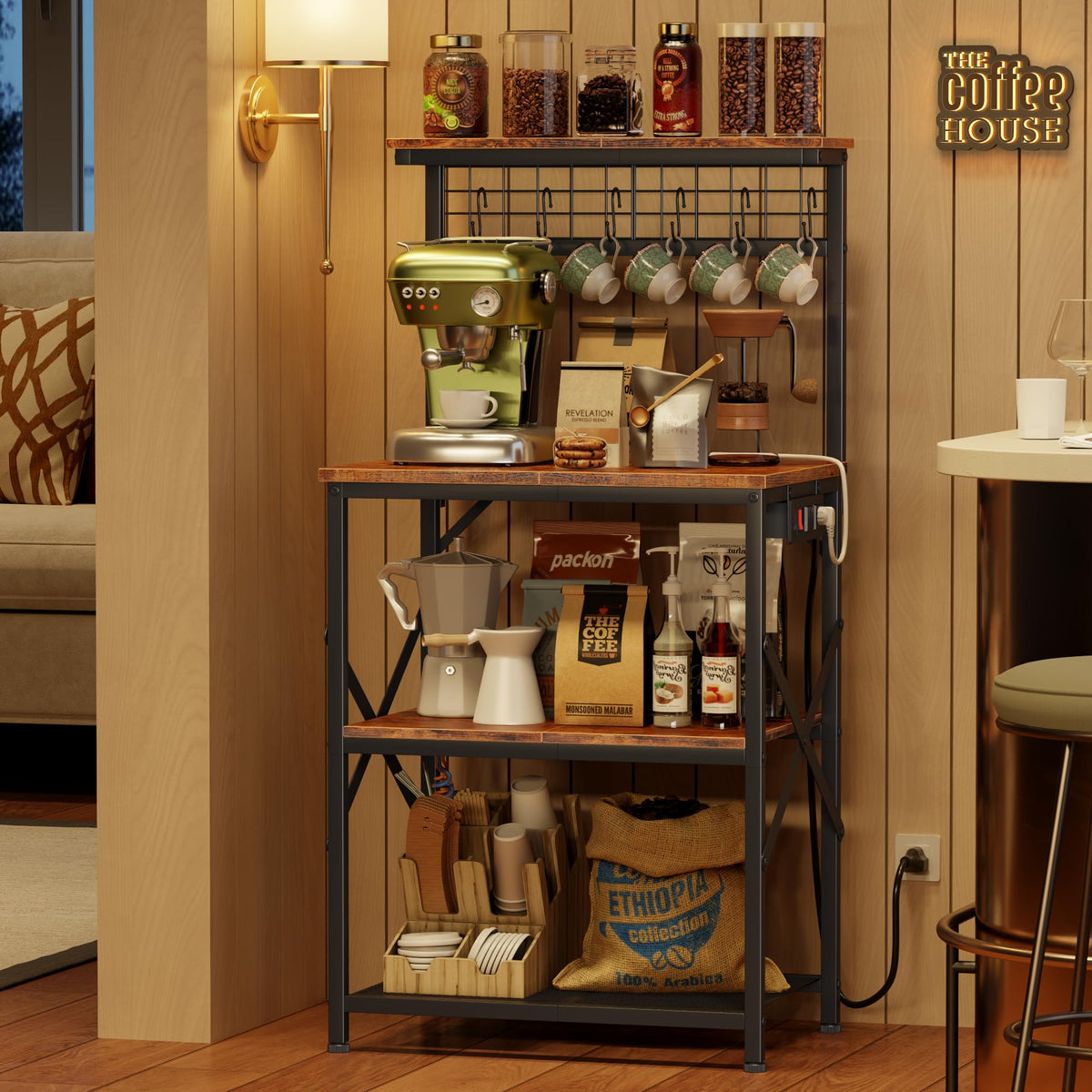 Furologee multi-use design suits kitchen, coffee bar, or plant stand.