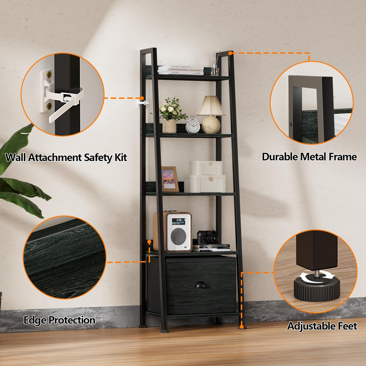 Furologee industrial black oak finish complements modern interiors