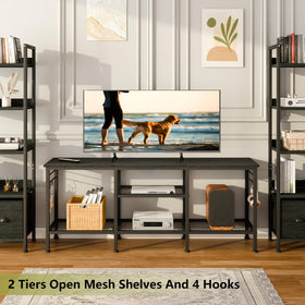 Furologee media console with soundbar shelf positions audio at a comfortable height.