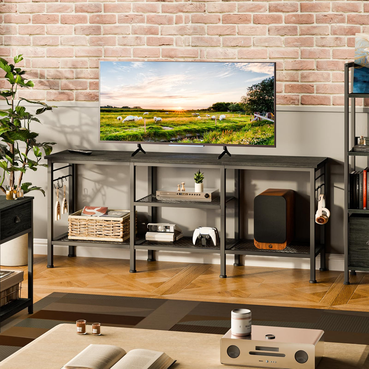 Furologee multi-use entertainment center adapts to living room, bedroom, or office.