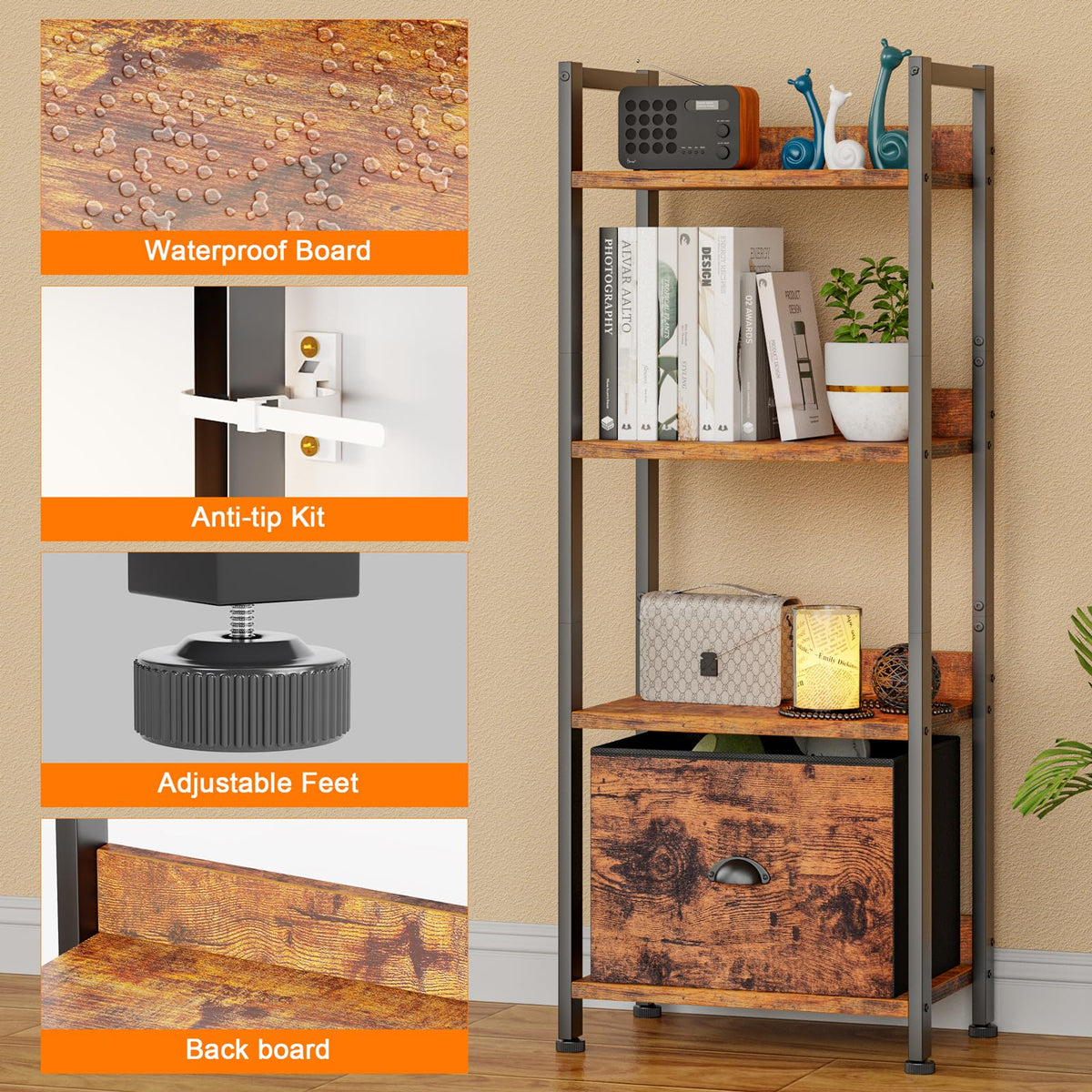 Furologee narrow bookshelf stands in tight spaces for chic storage