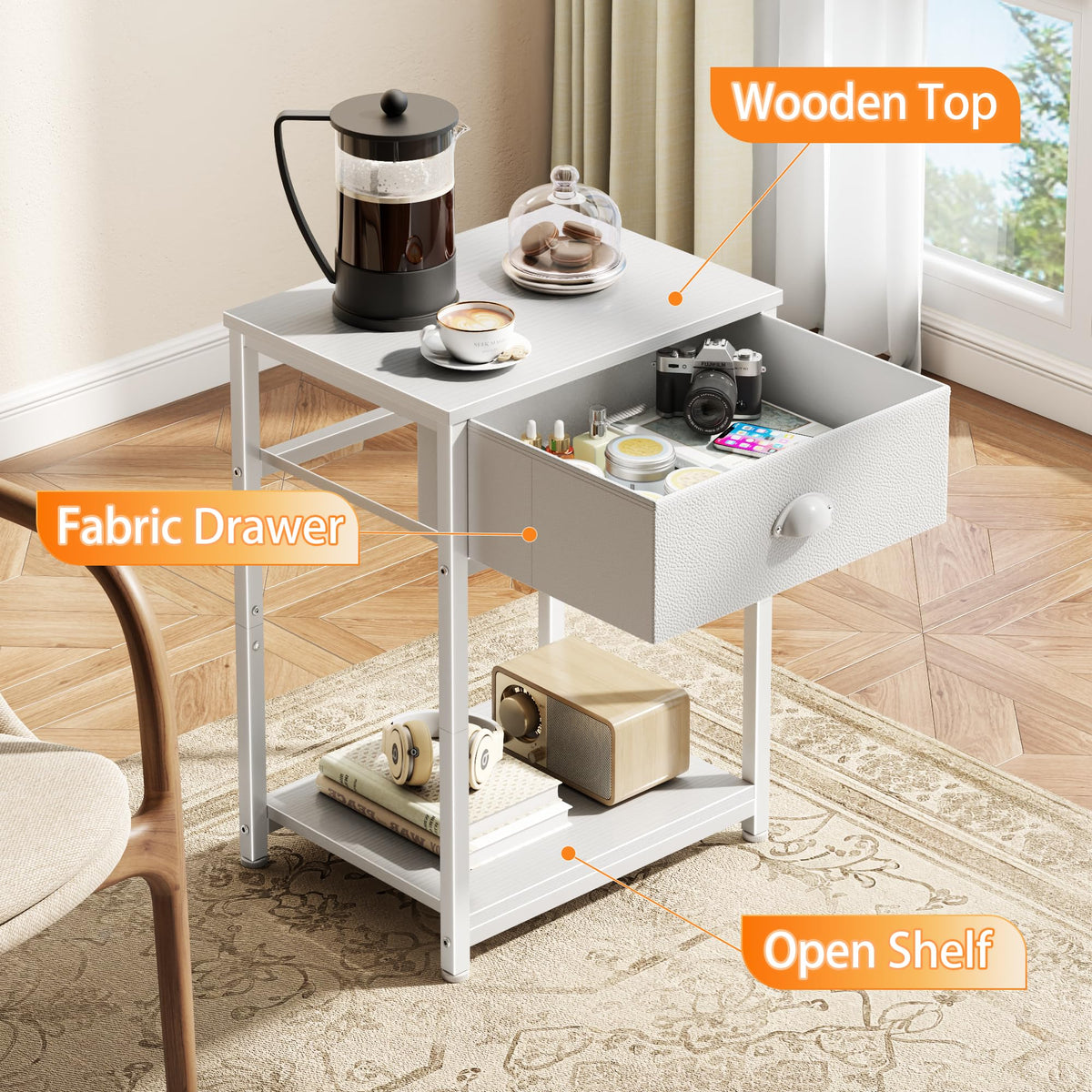 Furologee nightstand adjustable feet ensure level stability on any floor
