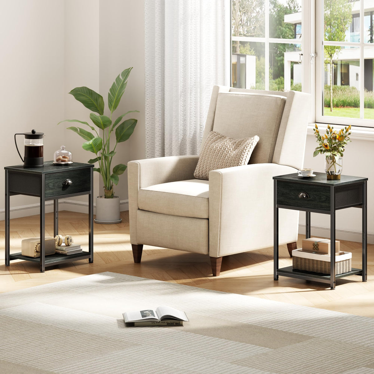 Furologee nightstand easy-assembly with labeled hardware.
