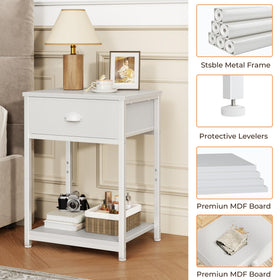 Furologee nightstand fabric drawer arch handles for easy access