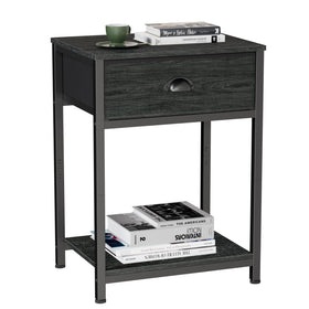 Furologee nightstand with fabric-drawer and easy-pull arch handles.