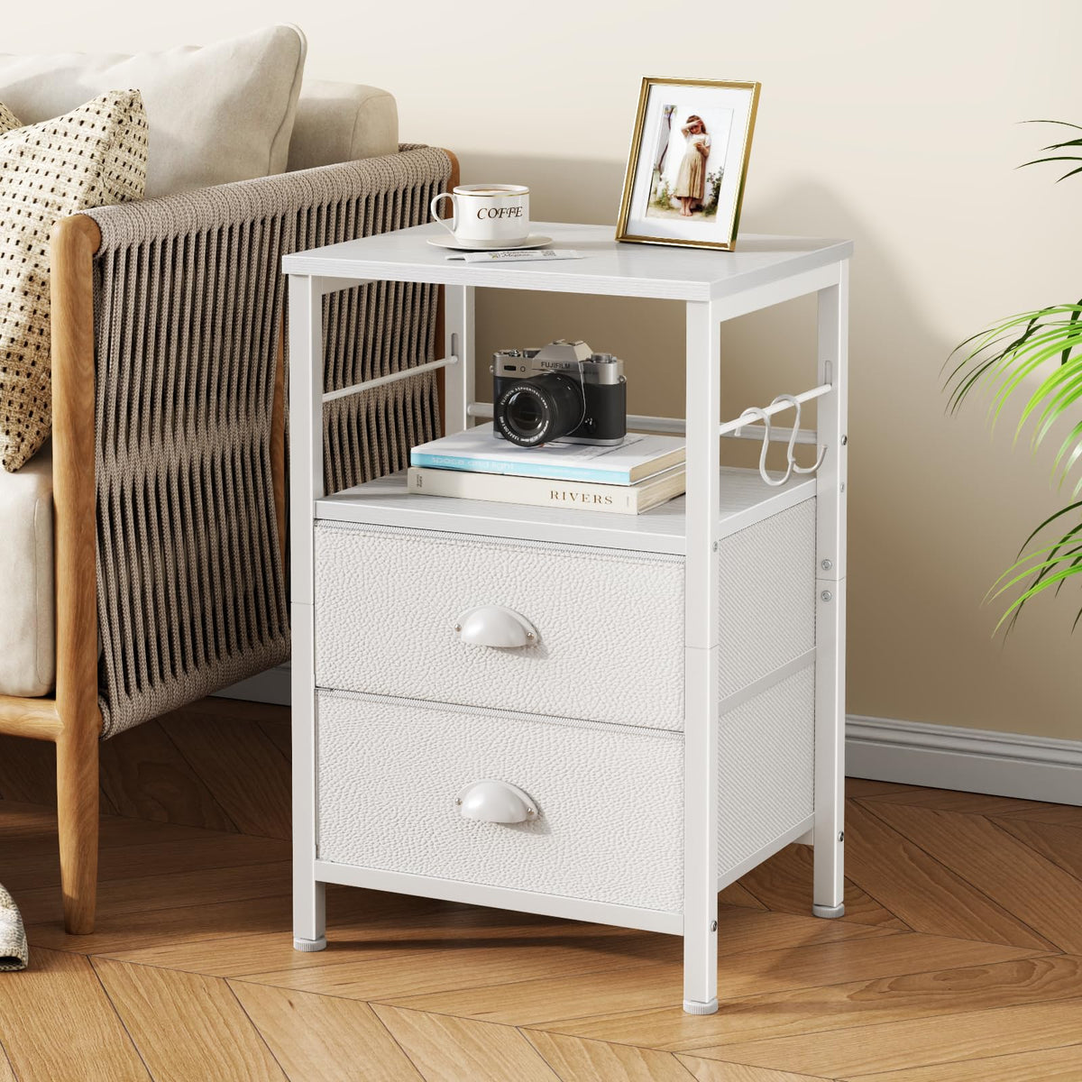 Furologee nightstands fabric-drawer fronts offering breathable, dust-resistant storage.