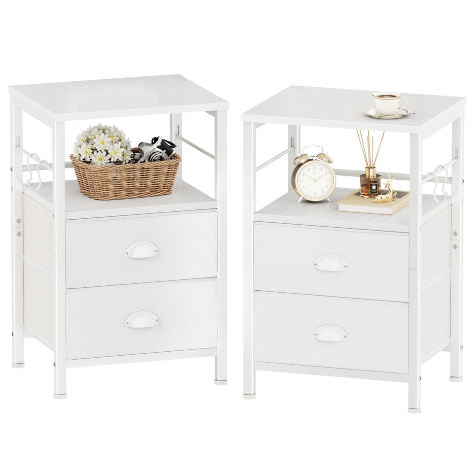 Furologee nightstands with open wood shelf for accessible display and storage.