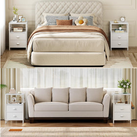 Furologee nightstands show for pairing with desks, sofas, and other furniture.