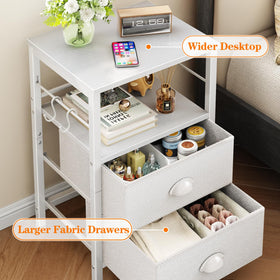 Furologee nightstands with removable hooks that move to different spots.