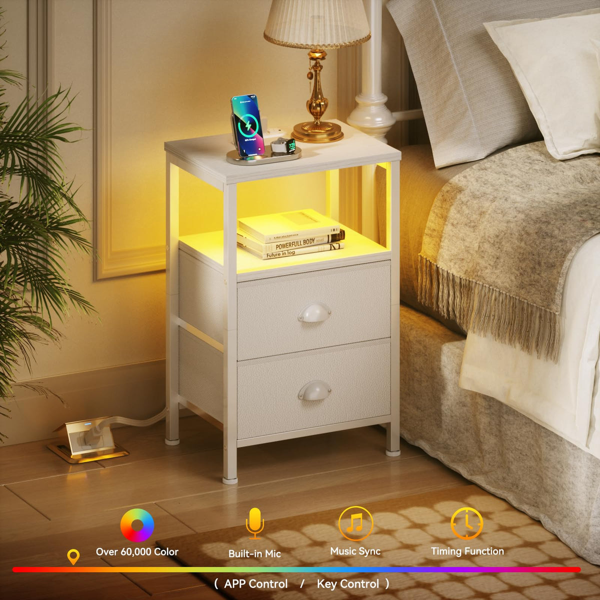 Furologee nightstands charging station keeps phones and gadgets within arm's reach.