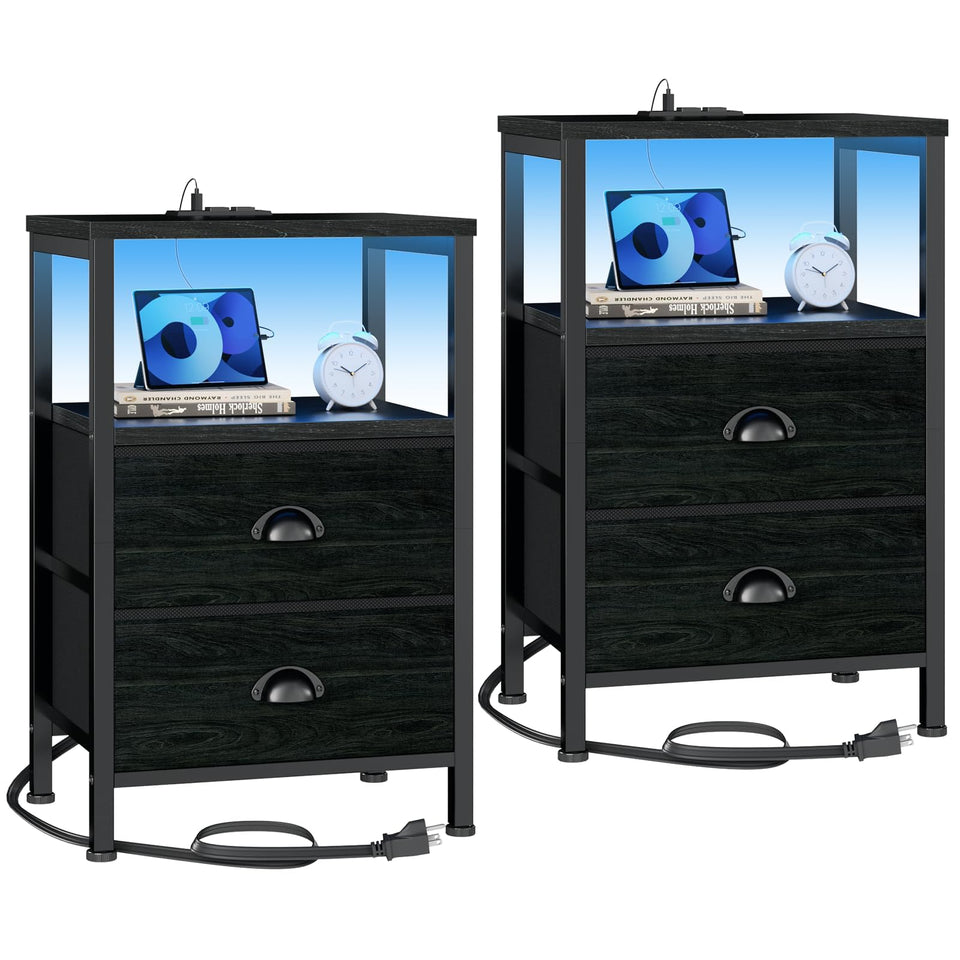Furologee nightstands with LED lighting offering ambient color options for mood lighting