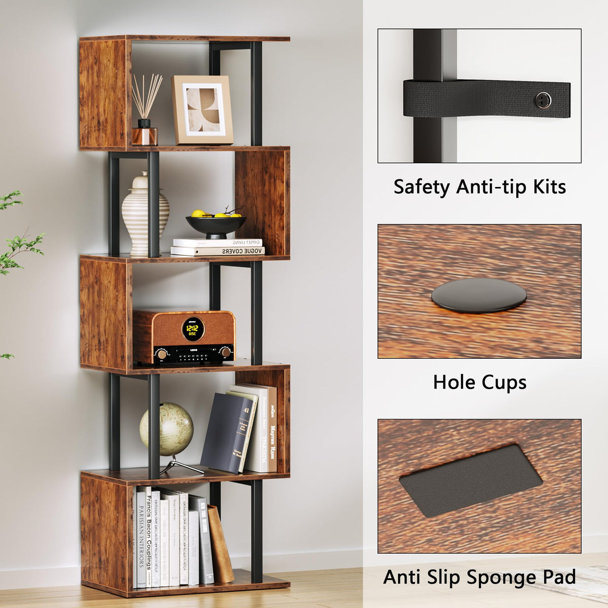 Furologee rustic brown finish emphasizes waterproof, scratch-resistant surface for everyday use