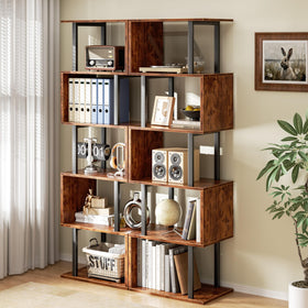 Furologee S-shaped shelf used as room divider in modern interiors