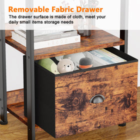 Furologee shelf with removable fabric drawer provides lightweight concealed storage