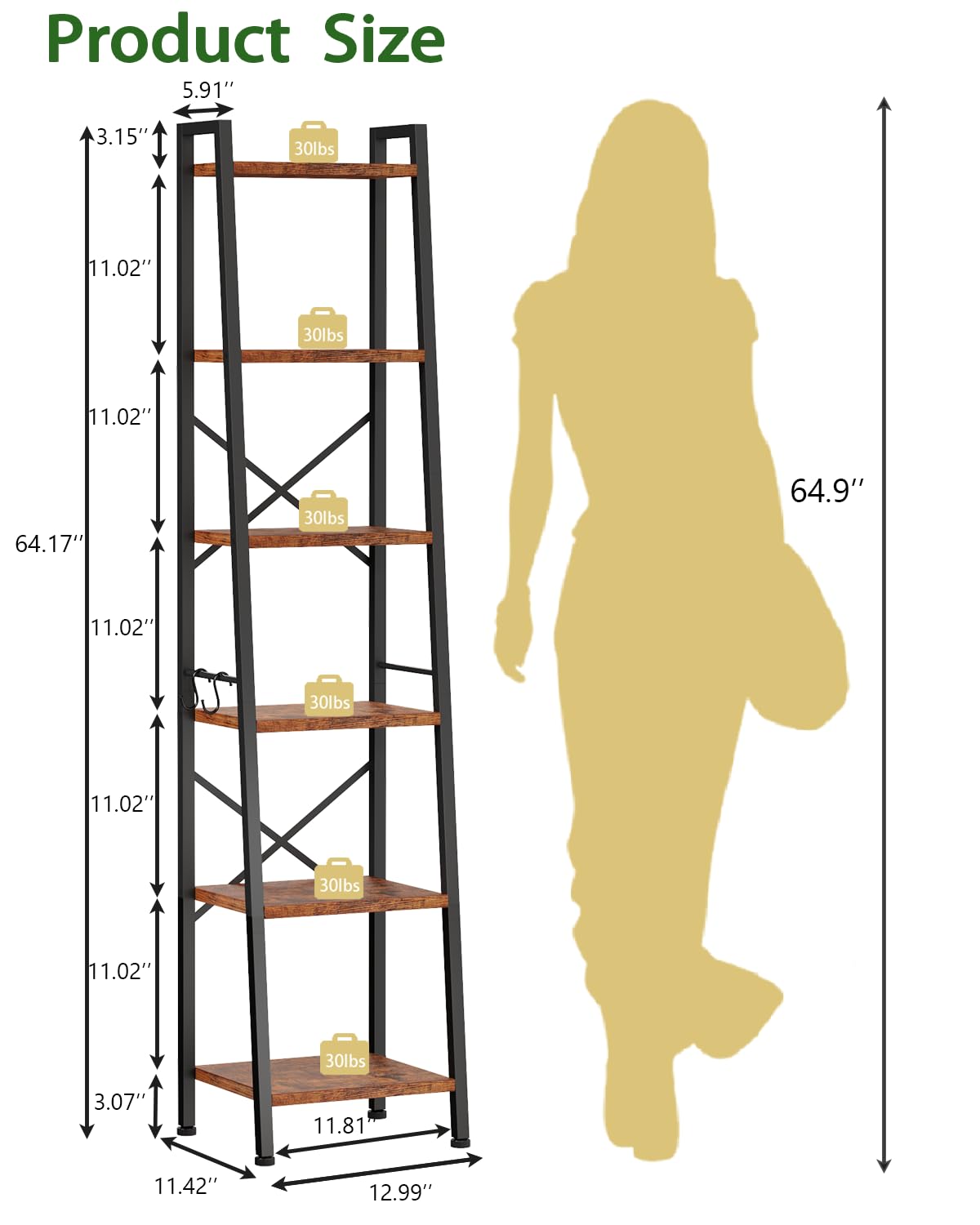 Furologee tall narrow ladder shelf with metal frame fits slim corners.