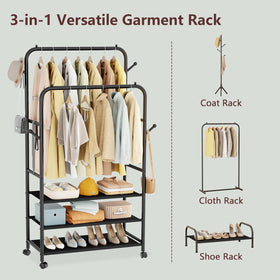 Furologee rolling wardrobe on wheels ideal for room-to-room drying.